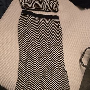 Black and White Chevron Skirt Set